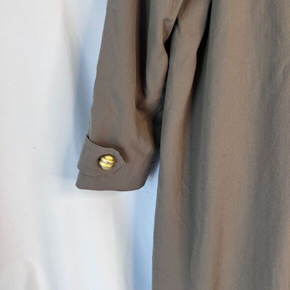 Jones New York Tan Brown 100% Pure Wool Trench Coat Button Front Petite Large - Picture 6 of 15
